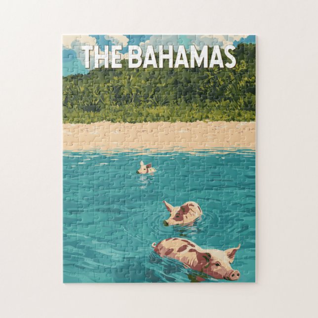 Bahamas Illustration Reisen Vintag Puzzle (Vertikal)