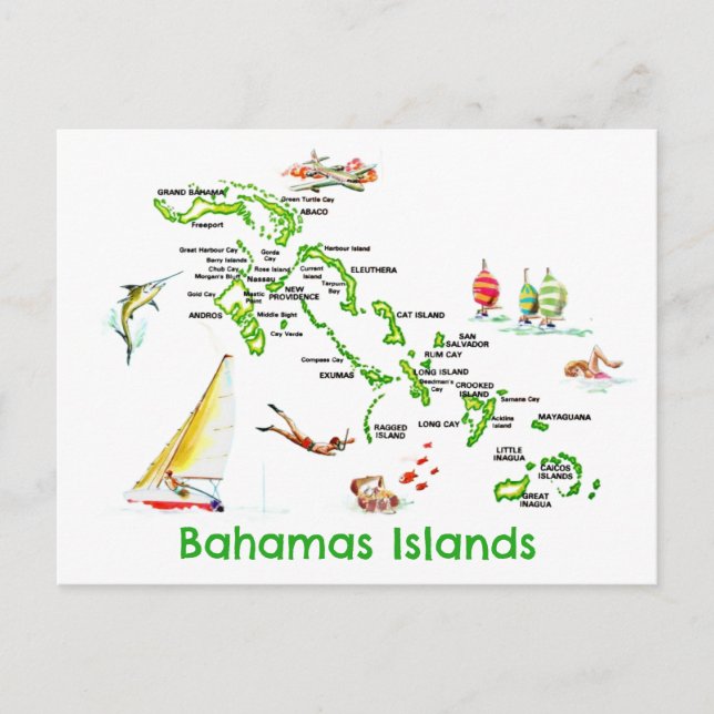 Bahamas-Inseln Karte (Vorderseite)