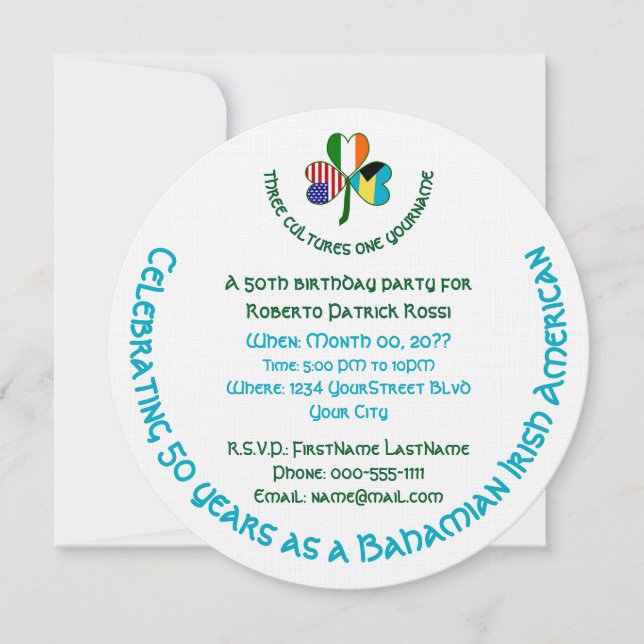 Bahamas irisches amerikanisches Flag Kleeblatt Geb Einladung (Vorderseite)