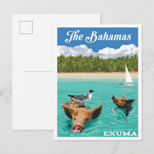 Bahamas Karibik Vintage Reise  Postkarte