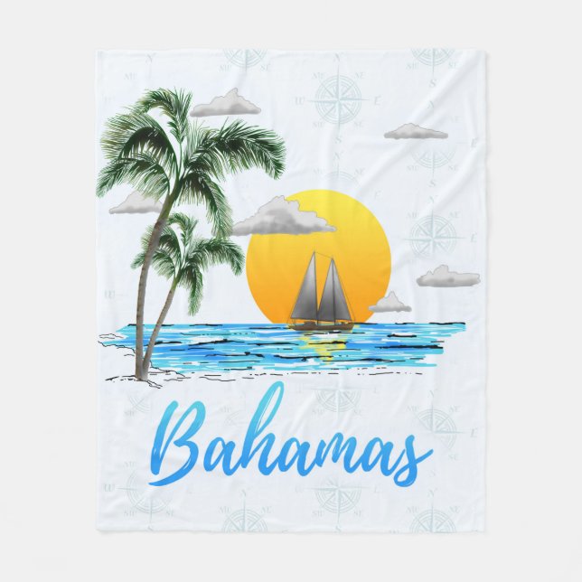 Bahamas Karibisches Segeln Fleecedecke (Vorderseite)