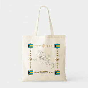 Bahamas-Karte + Flaggen-Tasche Tragetasche