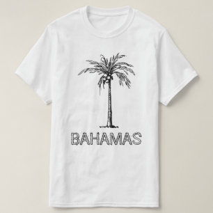 Bahamas Kokosnusspalme, schwarz-weiß Design T-Shirt