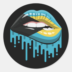 Bahamas lips Stolperflagge Runder Aufkleber