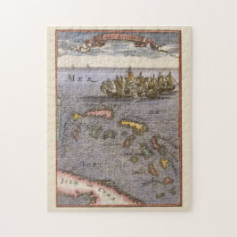 Bahamas Map Vintage Ships Naval Battle Caribbean Puzzle