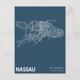 Bahamas Minimalistischer Stadtplan Kunstvoll wande Postkarte