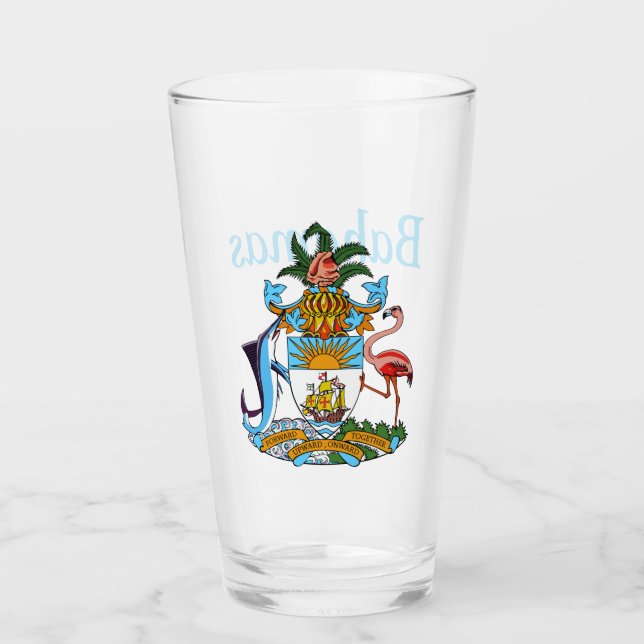 Bahamas mit Wappen (Karibisches Paradies) Glas (Vorderseite)
