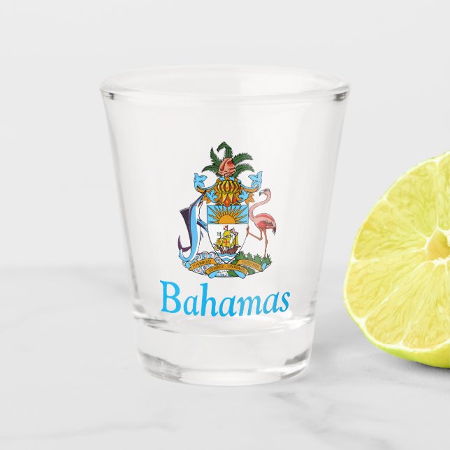 Bahamas mit Wappen (Karibisches Paradies) Schnapsglas (Vorderseite)