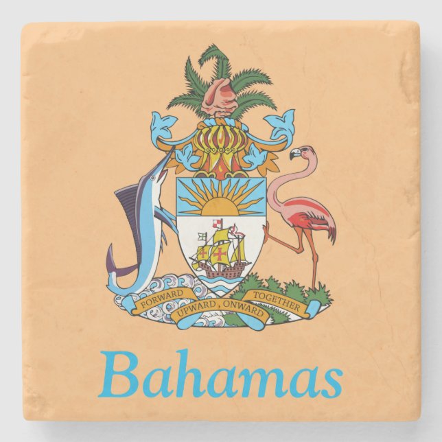 Bahamas mit Wappen (Karibisches Paradies) Steinuntersetzer (Vorderseite)