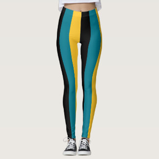 Bahamas National Flag Colors Vertikal gestreift Leggings
