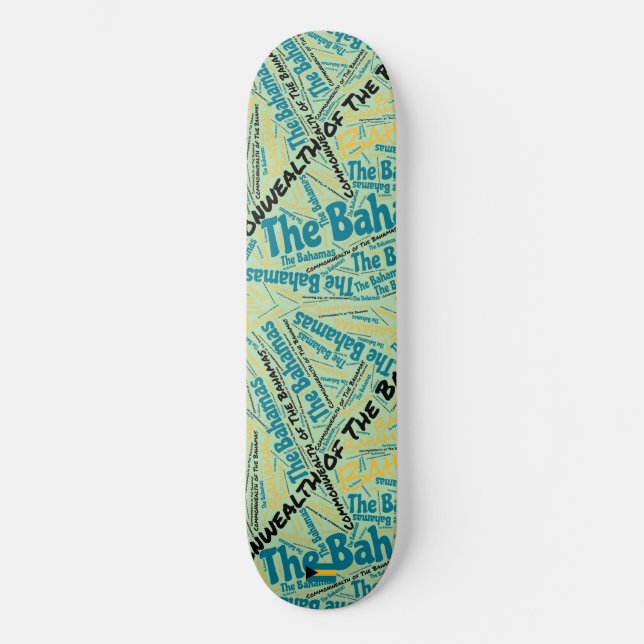 Bahamas Nationalstolz Wordcloud Skateboard (Vorderseite)