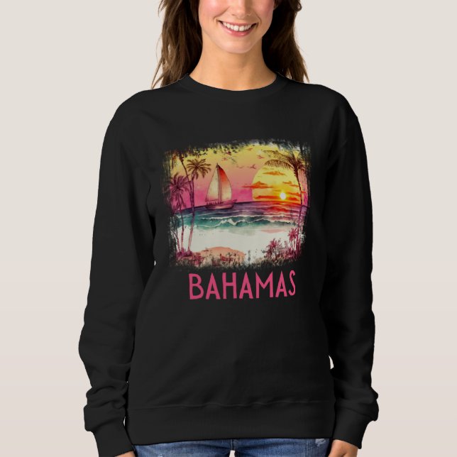 Bahamas Palm Tree Beach Vacation Summer and Surf Sweatshirt (Vorderseite)
