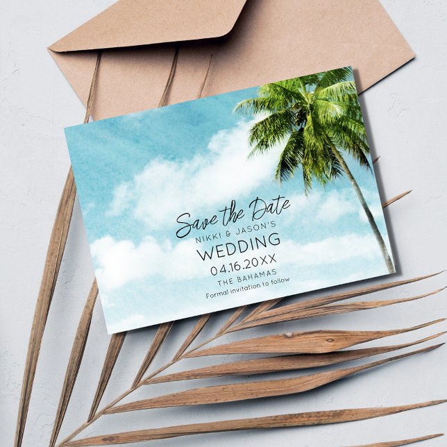 Bahamas Palm Tree Beach Wedding Save The Date (Von Creator hochgeladen)