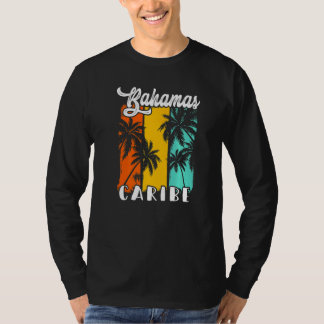 Bahamas Palm Trees Beach Caribe Retro Vacation Fam T-Shirt