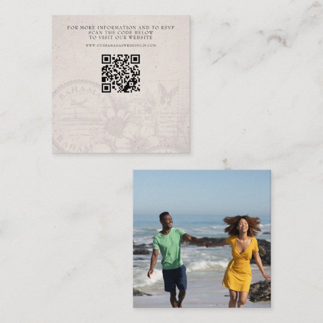 Bahamas Passport Wedding QR Begleitkarte (Vorne/Hinten)