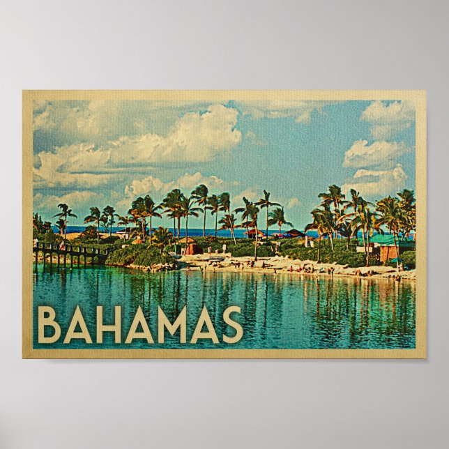 Bahamas Poster Vintage Travel Poster Beach Island (Vorne)