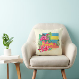 Bahamas Retro-Karibikinsel Flamingo Vintag Kissen