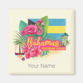 Bahamas Retro-Karibikinsel Flamingo Vintag Magnet
