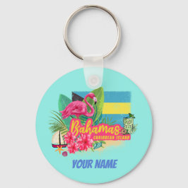 Bahamas Retro-Karibikinsel Flamingo Vintag Schlüsselanhänger