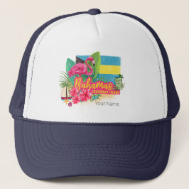 Bahamas Retro-Karibikinsel Flamingo Vintag Truckerkappe