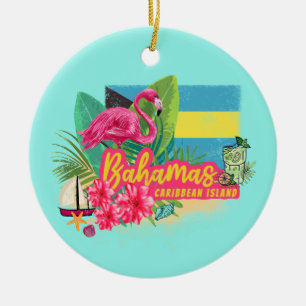 Bahamas Retro Karibikinsel Flamingo Vintage Keramik Ornament