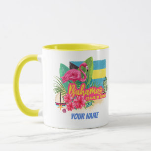 Bahamas Retro Karibikinsel Flamingo Vintage Tasse