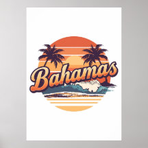 Bahamas Retro Sonnenuntergang Palmen Design