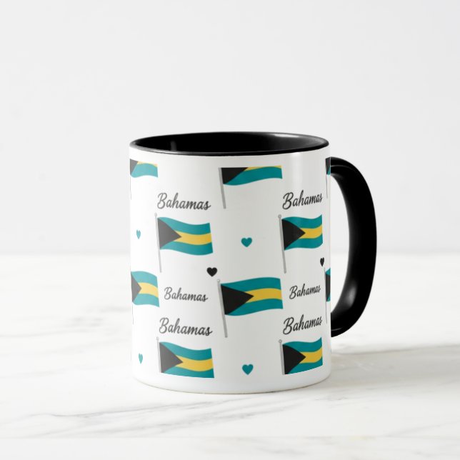 Bahamas Roots Pattern Mug | Caribbean Flag Tasse (VorderseiteRechts)