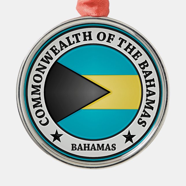 Bahamas Round Emblem Silbernes Ornament (Vorne)