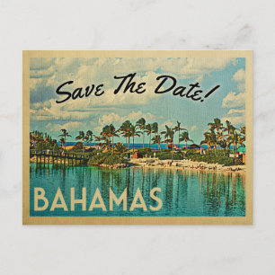 Bahamas Save the Date Vintage Postkarten