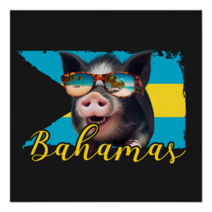 Bahamas Schwimmen Schweine - Exuma Pig Beach Adven Poster