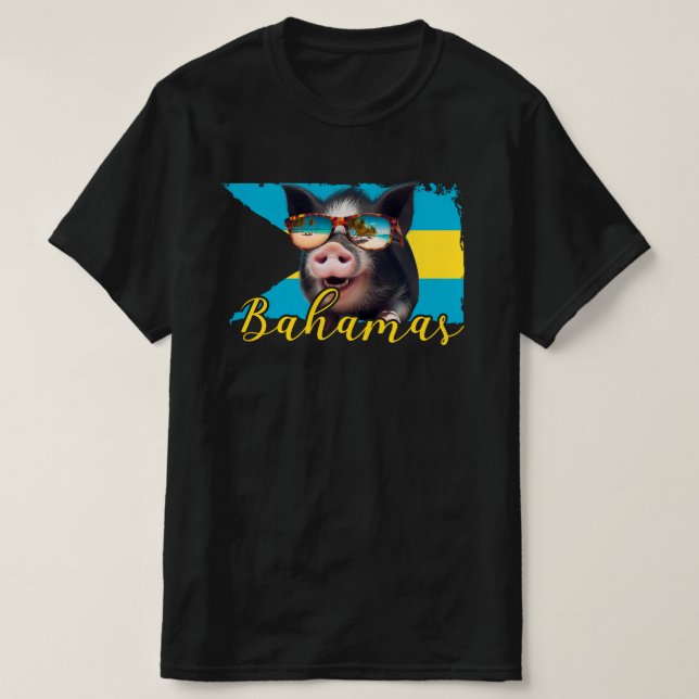 Bahamas Schwimmen Schweine - Exuma Pig Beach Adven T-Shirt (Design vorne)