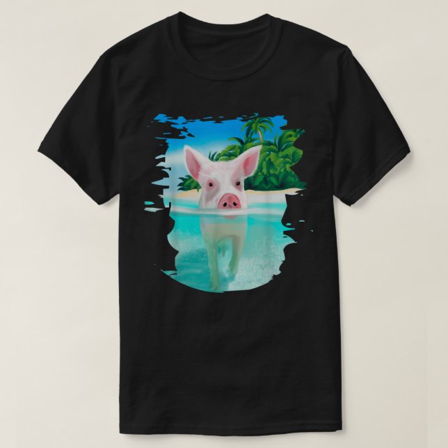 Bahamas Schwimmen Schweine Schweinchen Schwimmen U T-Shirt (Design vorne)