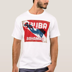 Bahamas Scuba Diver - Blue Retro T-Shirt