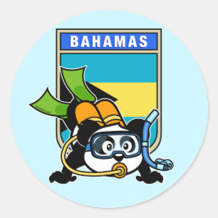 Bahamas Scuba Panda Runder Aufkleber