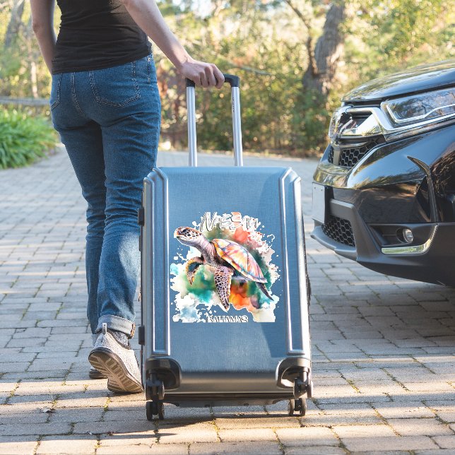 Bahamas Seat Turtle Bahamian Flag Beach Great Shar Aufkleber (Koffer Insitu)