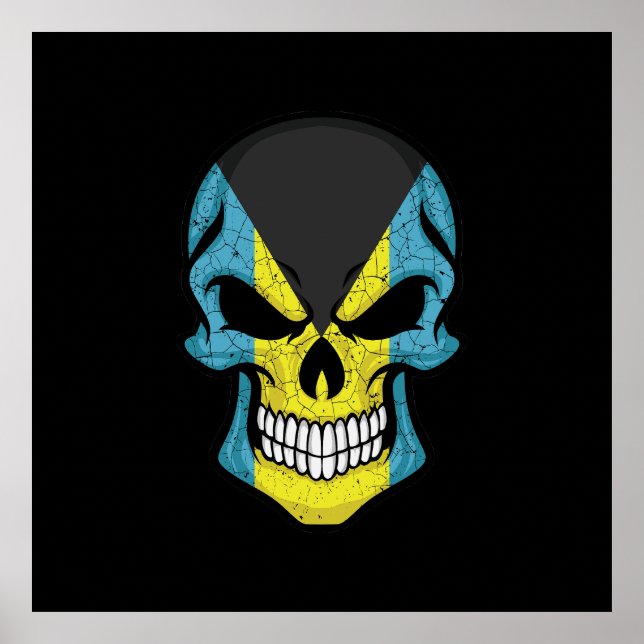 Bahamas Smiling Skull Flag Poster (Vorne)