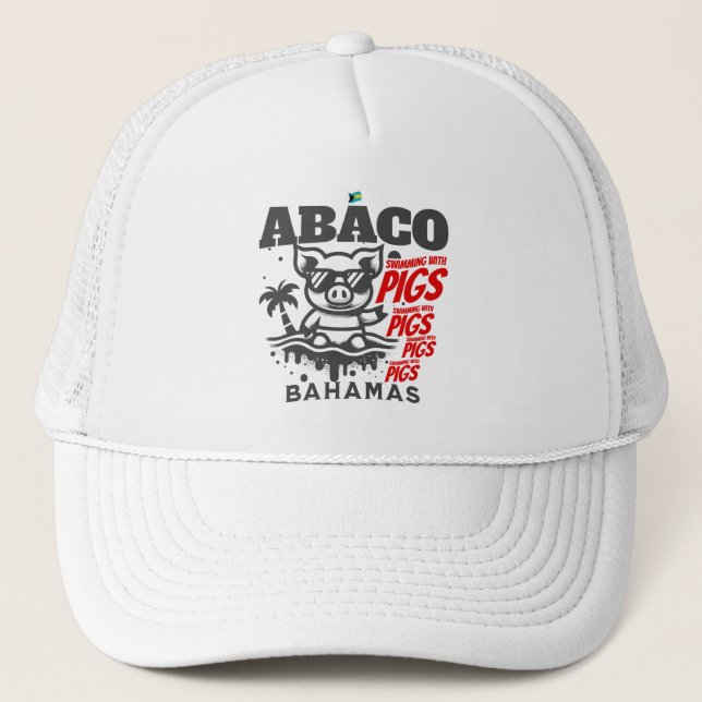 Bahamas Souvenir Geschenk: Abaco Bahamas Schwimmsc Truckerkappe (Vorderseite)