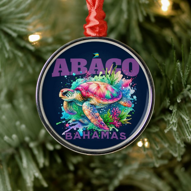 Bahamas Souvenir Geschenk: Abaco Bahamas Sea Turtl Ornament Aus Metall (Baum)