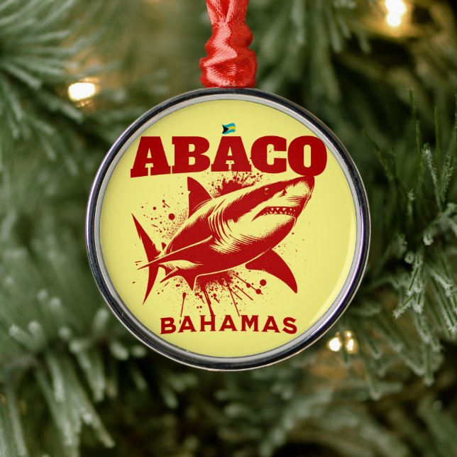 Bahamas Souvenir Geschenk: Abaco Bahamas Shark Fis Ornament Aus Metall (Baum)