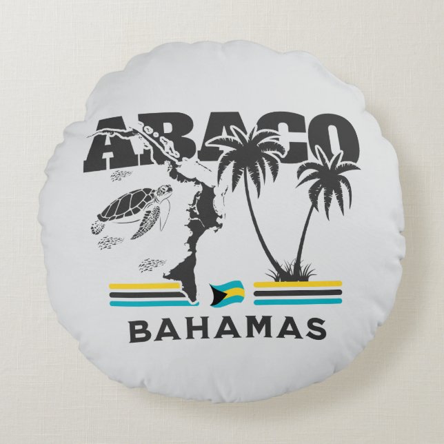 Bahamas Souvenir Geschenk: Abaco Bahamas Unabhängi Rundes Kissen (Vorderseite)