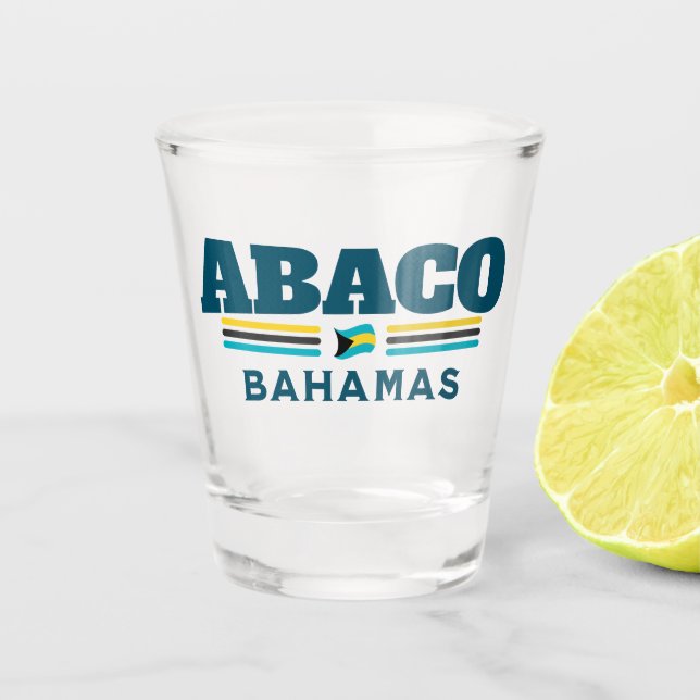 Bahamas Souvenir Geschenk: Abaco Bahamas Unabhängi Schnapsglas (Vorderseite)