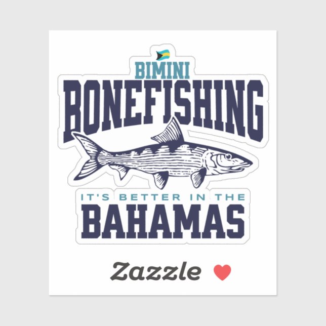 Bahamas Souvenir Geschenk: Bimini Bahamas Bonefish Aufkleber (Blatt)