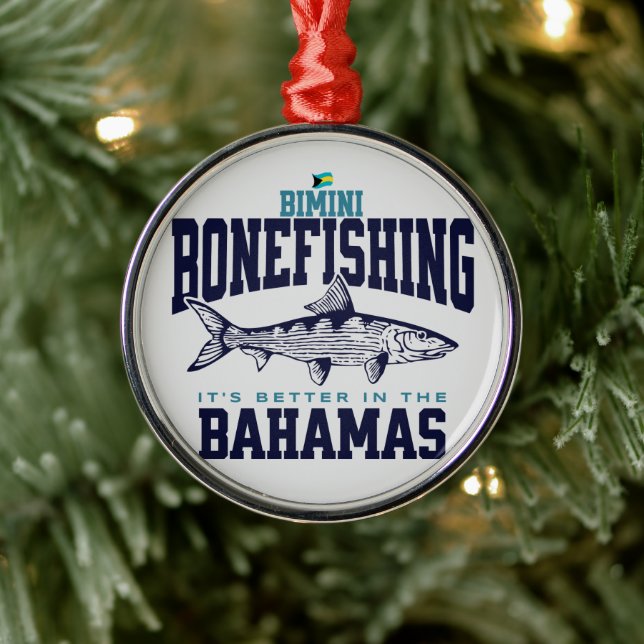 Bahamas Souvenir Geschenk: Bimini Bahamas Bonefish Ornament Aus Metall (Baum)