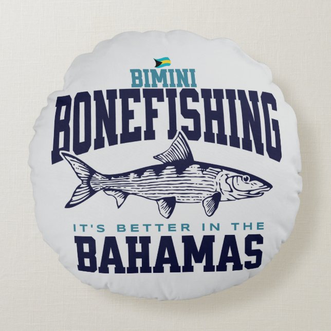 Bahamas Souvenir Geschenk: Bimini Bahamas Bonefish Rundes Kissen (Vorderseite)