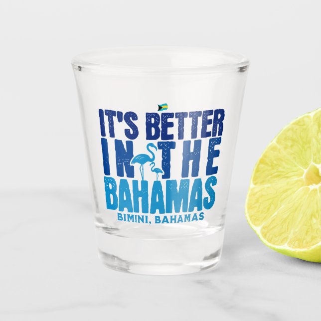 Bahamas Souvenir Geschenk : Bimini Bahamas Cruise Schnapsglas (Vorderseite)