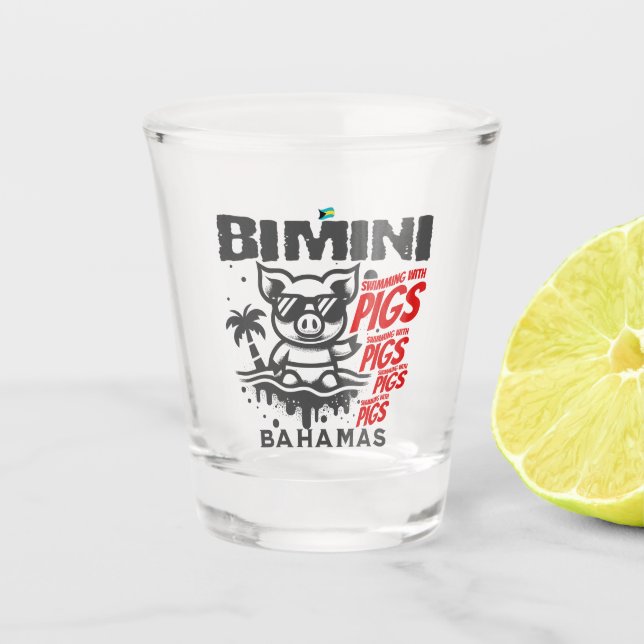 Bahamas Souvenir-Geschenk: Bimini Bahamas schwimme Schnapsglas (Vorderseite)
