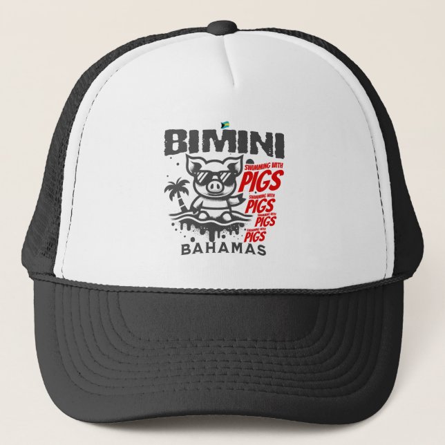 Bahamas Souvenir-Geschenk: Bimini Bahamas schwimme Truckerkappe (Vorderseite)
