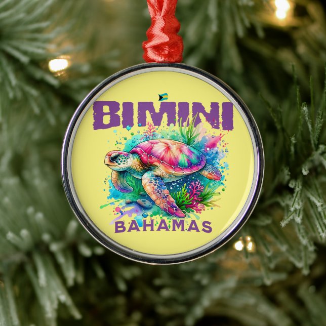 Bahamas Souvenir Geschenk: Bimini Bahamas Sea Turt Ornament Aus Metall (Baum)