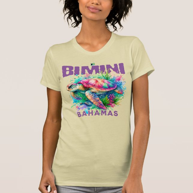Bahamas Souvenir Geschenk: Bimini Bahamas Sea Turt T-Shirt (Vorderseite)